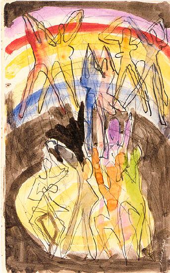 Ernst Ludwig Kirchner Design for the banquet hall in Essen - Colourful-dance (backside Sweden oil painting art